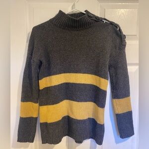 Bartolini Made in Italy Wool Cashmere Button Shoulder Stripe Sweater Size Small